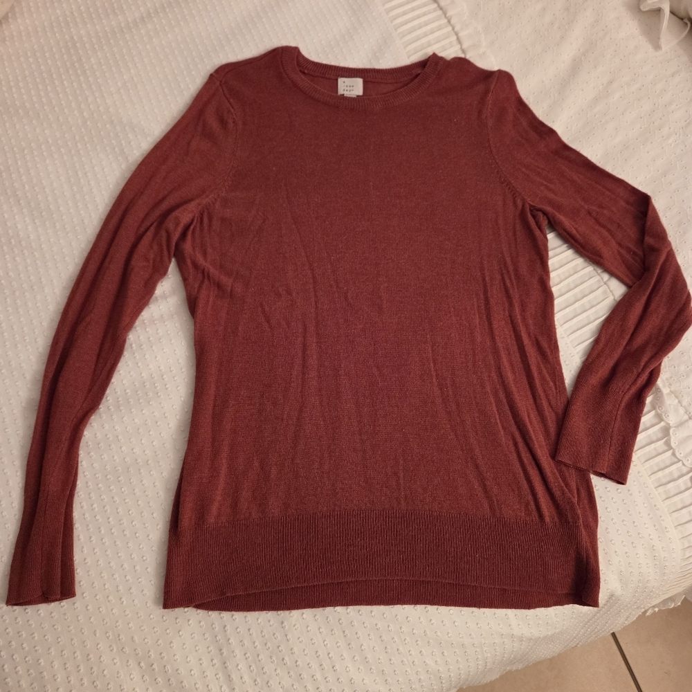 Red Crew Neck Sweater A New Day Womens Size L Long Sleeve